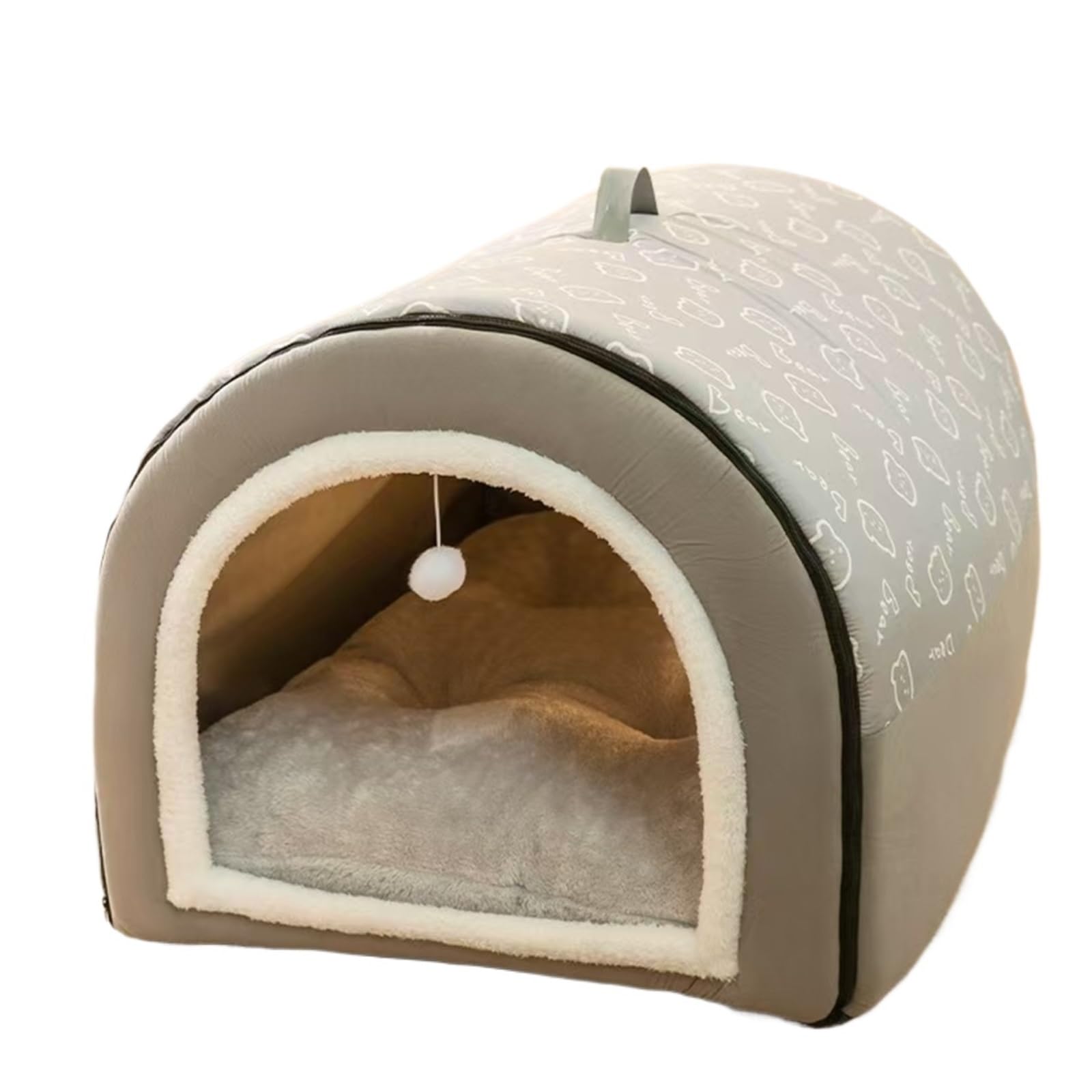 Caldo inverno gatto cane letto Mat Deep Sleep tenda accogliente geometrica casa nido rimovibile lavabile per cani di taglia media grande forniture per animali domestici (tipo v, S 40 x 35 x 35)
