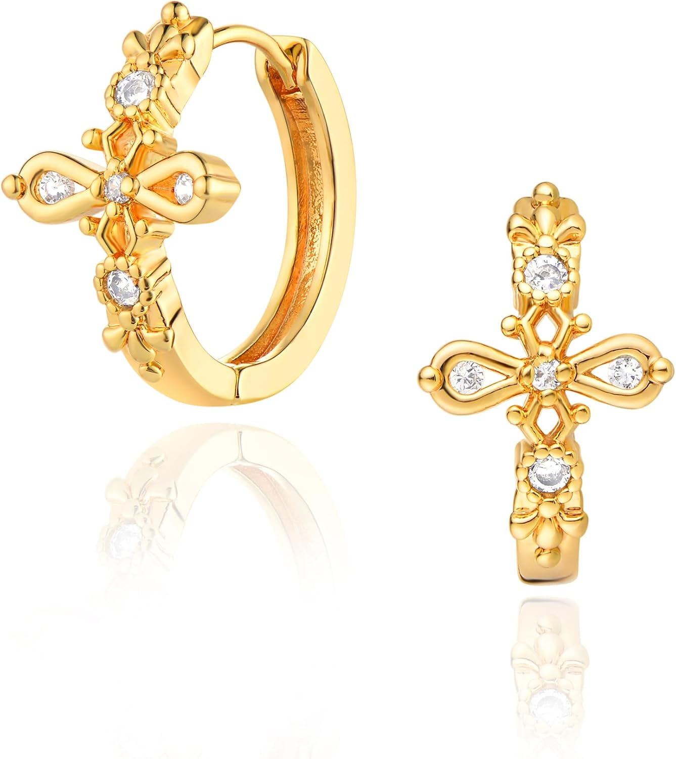 Huggie Hoop Earrings for Women Gold CZ Stud Earrings 14K Gold Filled Small Boho Huggie Earrings Hypoallergenic Piercing Hoops Jewelry