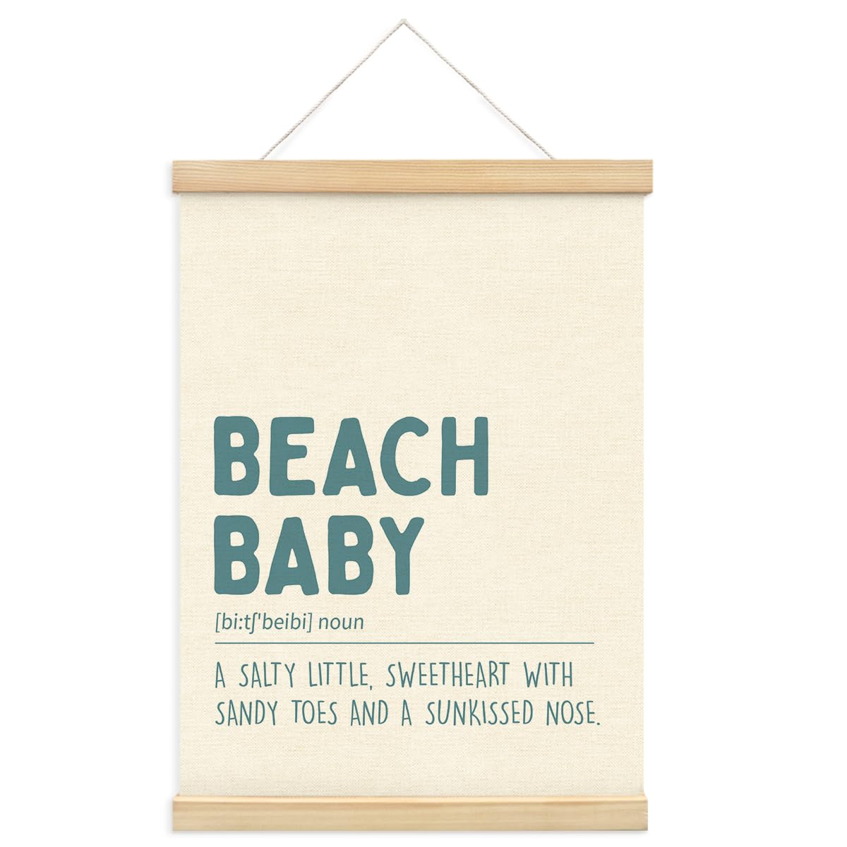 PLKMN Coastal Nursery Wall Art with Wooden Poster Hanger, Beach Baby Decor for Toddler Kids Room Bedroom Playroom, Baby Boy Decor, 12x16 Inch