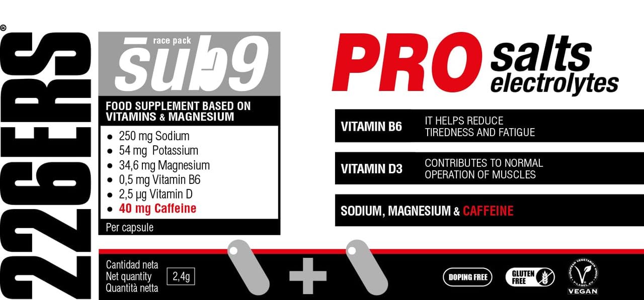 226ERS Sub9 Pro Salts Electrolytes Duplo,Sales con Cafeína, 40 x 2 Cápsulas
