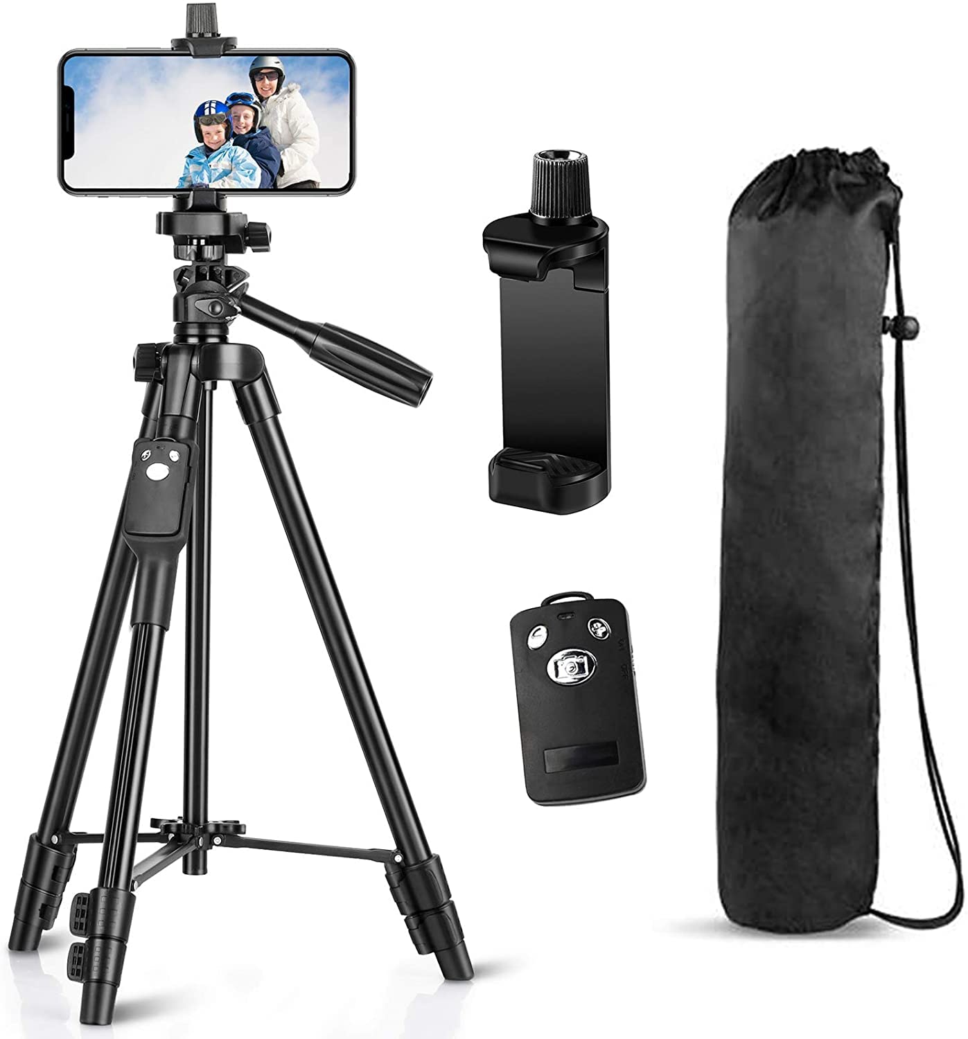 aldd Tripod, 50 Inch Aluminum Tripod, Video Tripod for Cellphone, Camera, Universal Tripod with Wireless Remote, Compatible with iPhone Xs/Xr/X/8/8 Plus/Samsung Galaxy/Google/GoPro Hero
