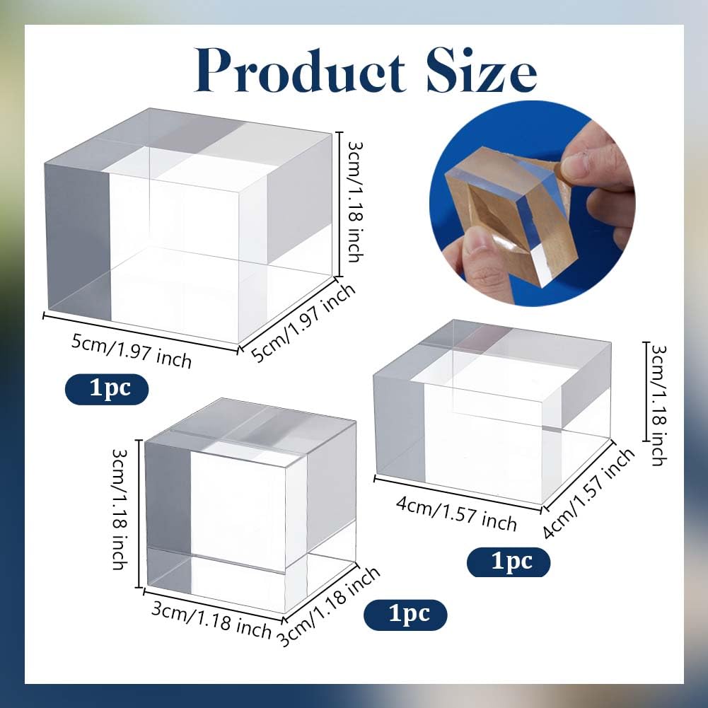 8 Socles En Acrylique Transparent 5x5x2.3cm - Présentoirs Cubes Pour Bijoux, Trophées, Miniatures - 2