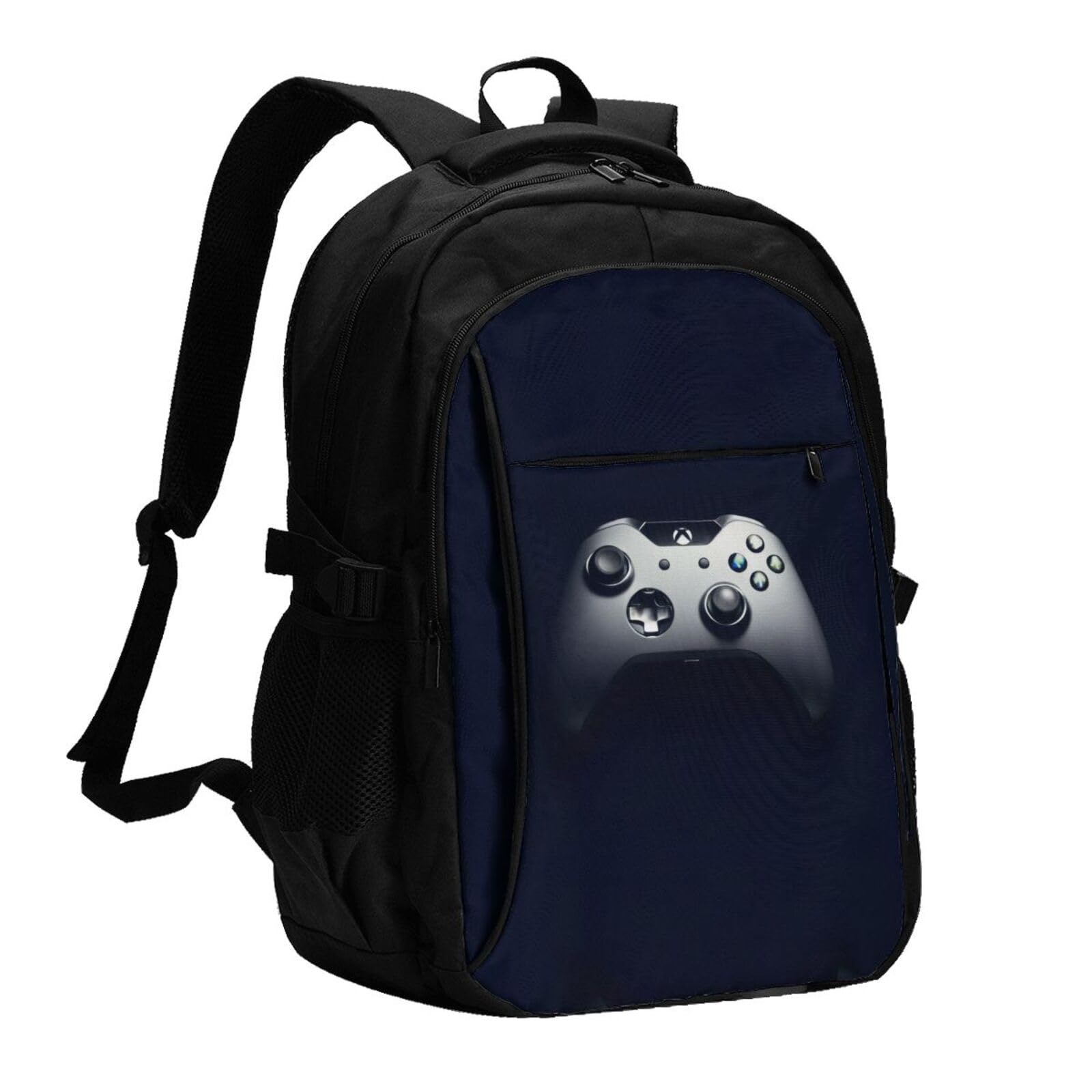 Zaino per computer portatile con motivo controller di gaming/antifurto, da 13 a 16 pollici, con ricarica USB e porta per cuffie, resistente all'acqua, per lavoro, università, scuola, computer