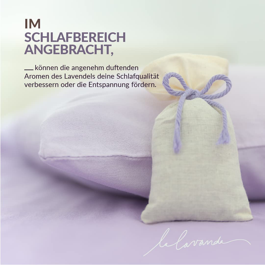6 x Lavendelsäckchen mit getrockneten Lavendelblüten, Perfekter Mottenschutz für Kleiderschrank, Lavendel Duftsäckchen zum Entspannen und Schlafen, 6 x 17g Lavendel