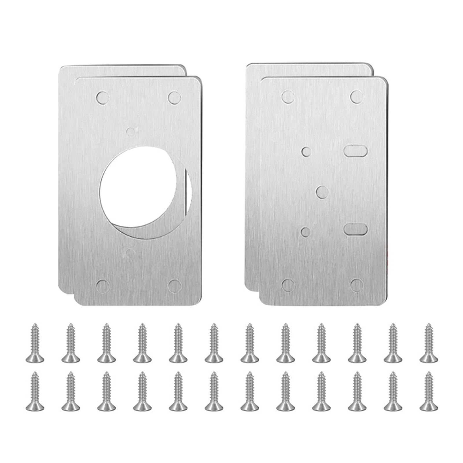 Meytxoa 4Pcs(2Pairs) Hinge Repair Plate Stainless Steel Hinge Fixing Plate Kit Door Mounting With Holes Repair For Home Kitchen Cupboard Furniture(4Pcs(2Pairs))