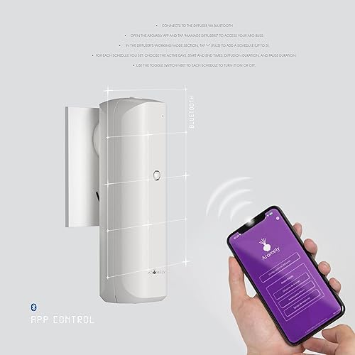 Miniatura 8 de ARO Bliss - Difusor de aceite enchufable, difusor inteligente de aroma Bluetooth de hasta 500 pies cuadrados con botella de aceite de 3.3 fl oz,