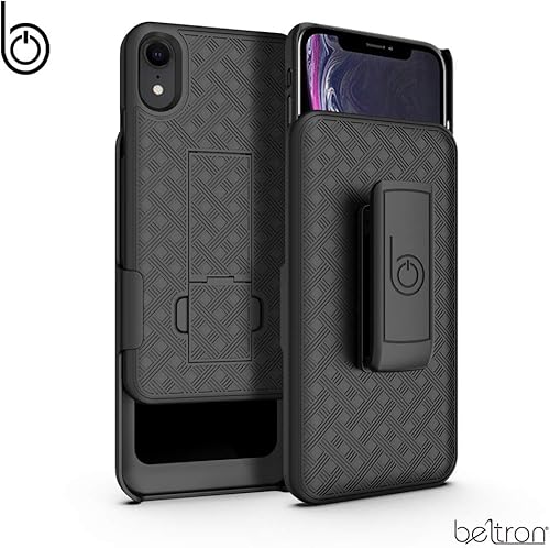 BELTRON Funda deslizante con clip para cinturón para iPhone Xs MAX, concha/funda combinada con soporte integrado