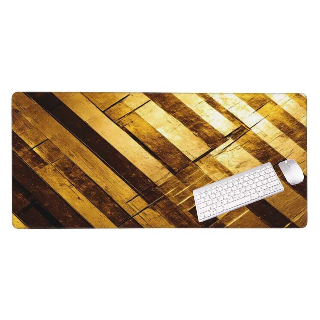 Alfombrilla de ratón 1400x600x3 MM, Alfombrilla Ratón XXL Extendida de Gran Tamaño con Bordes Cosidos, Base de Goma Antideslizante Almohadilla para Teclado, Amarillo Simple S-5837