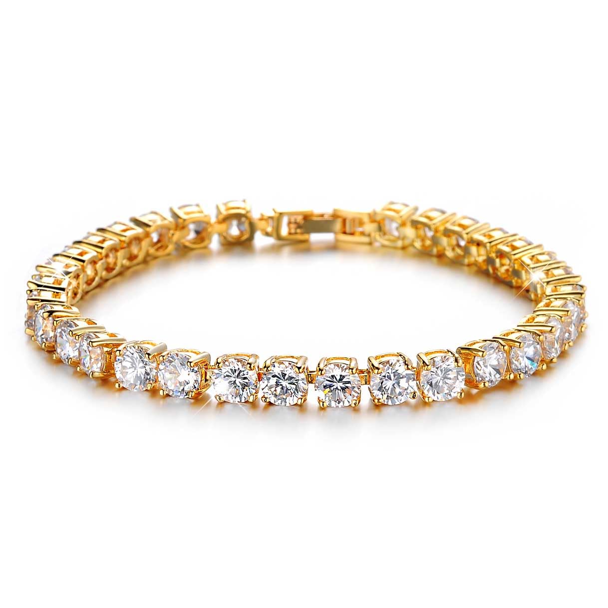 Richapex Diamond Tennis Bracelet for Women, Eternity Bracelet Blue Cubic Zirconia, Sapphire Bracelet, 18K Gold Plated Hypoallergenic Bracelets -7.48inch/190mm - Image 10