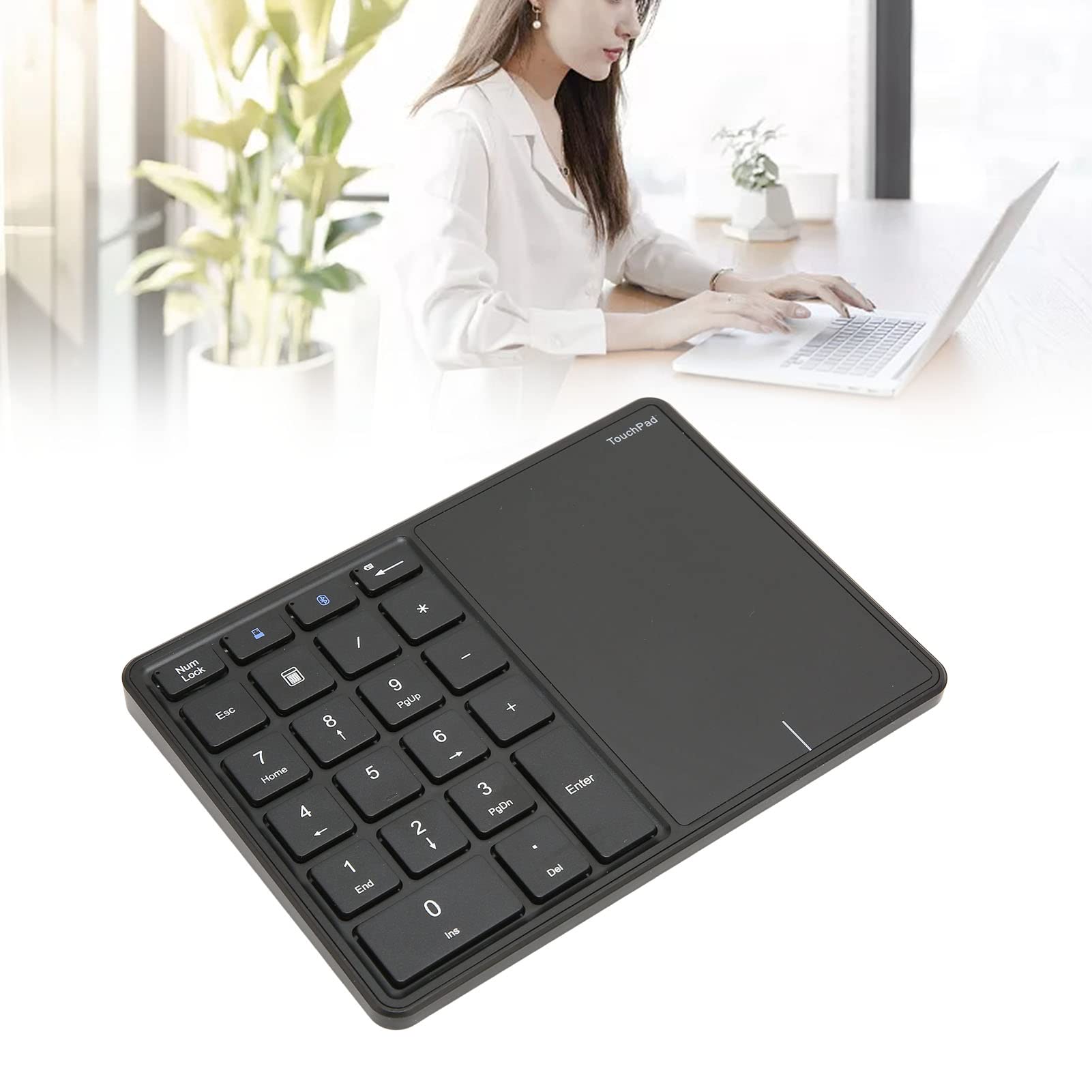 AMONIDA Tastierino Numerico Wireless a 22 Tasti con Touchpad Design Ergonomico per L'home Office ABS Leggero