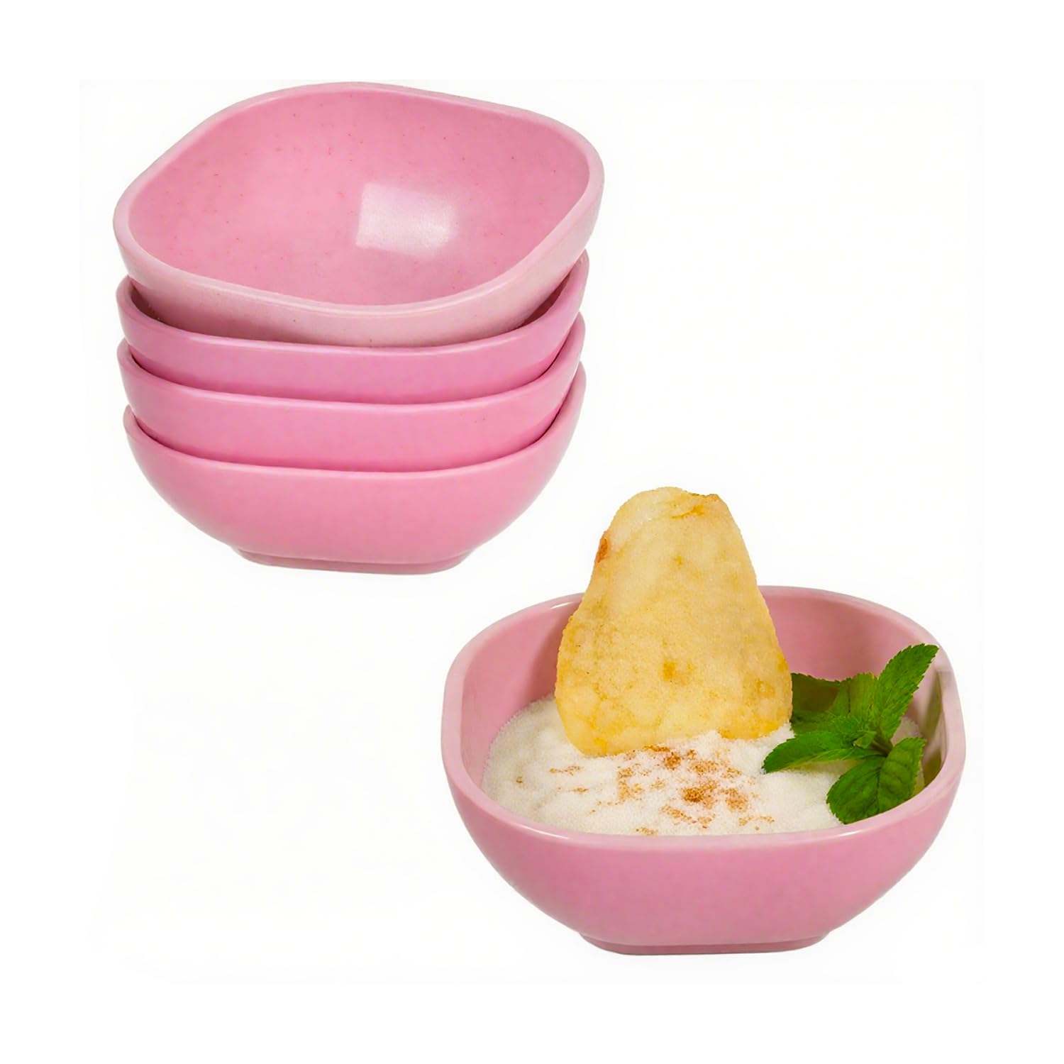 JIfengan Dip Bowls Set - 4.5 OZ Mini Prep Bowls, Condiments Server Dishes for Soy, Dessert, Vinegar,BBQ and Party Dinner (Pink)