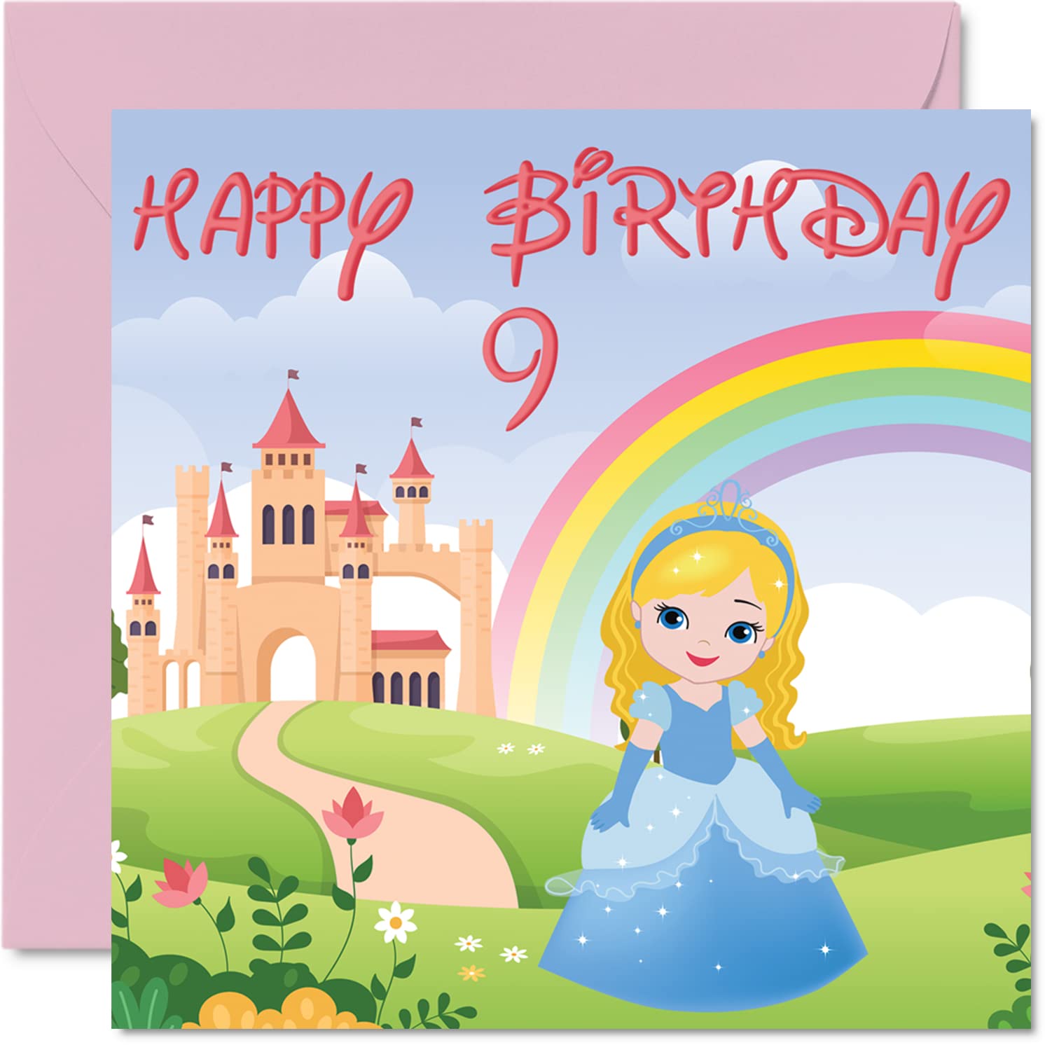 Twizler Biglietto Auguri 9° Compleanno Per Ragazza – Con Vestitino E Busta Rosa – Progettato UK - copertina
