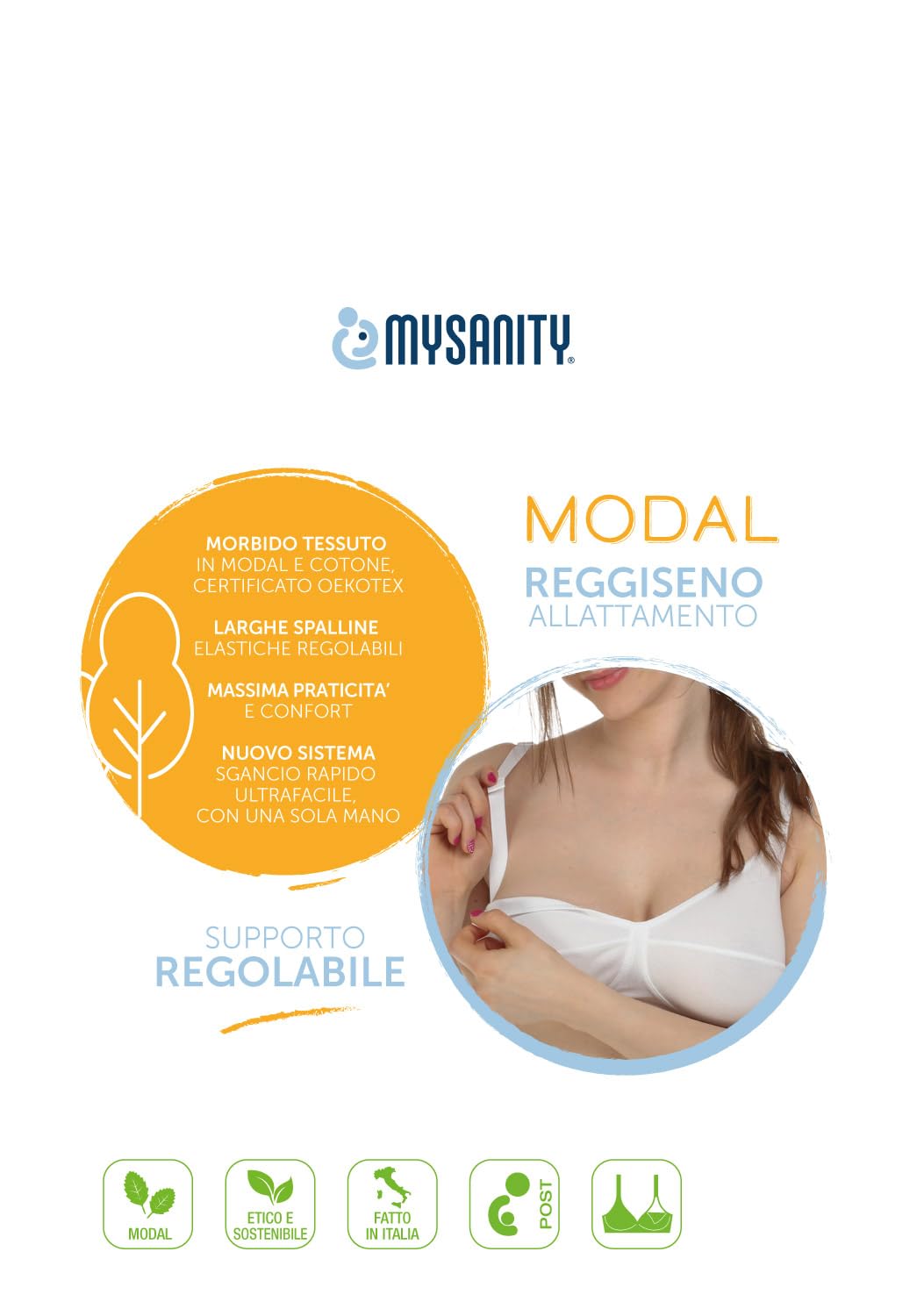 MYSANITY Reggiseno Allattamento in Cotone e Modal Coppa C