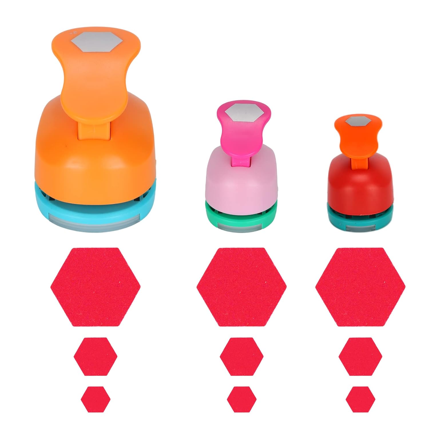 TECHP 3 PCS 1.5 Inch 1 Inch 5/8 Inch Hexagon Punch Set Hand Press Paper Craft