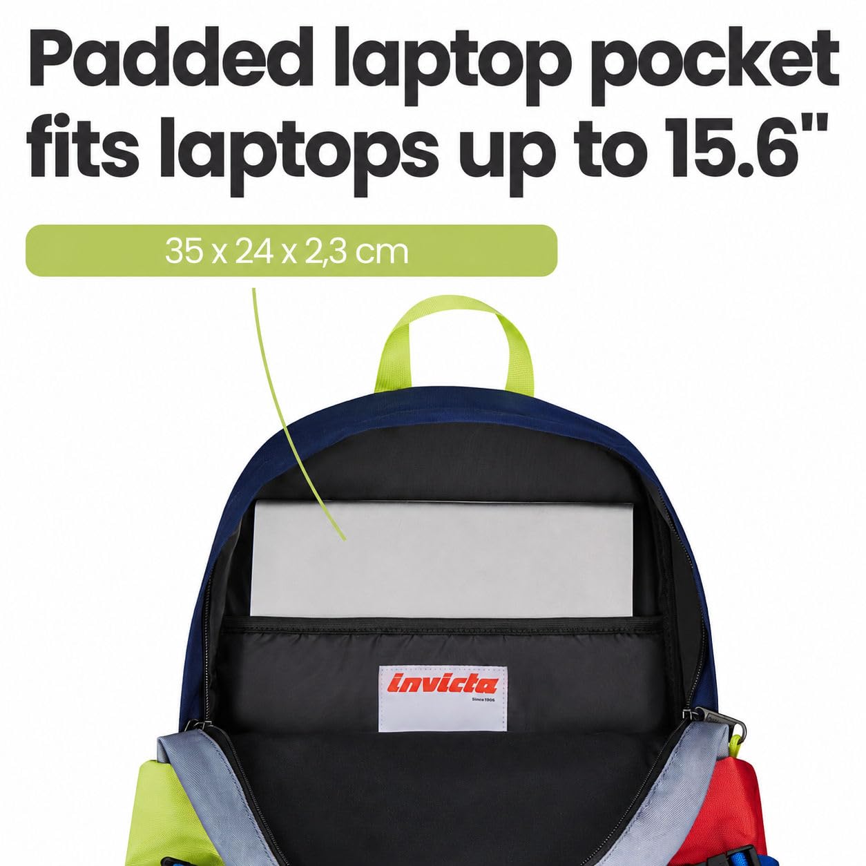 Invicta Act Plus Mochila Business 25L para Portátil 15,6", con Compartimento para Botella, Ideal para Trabajo, Universidad y Viajes, Unisex, Turquesa