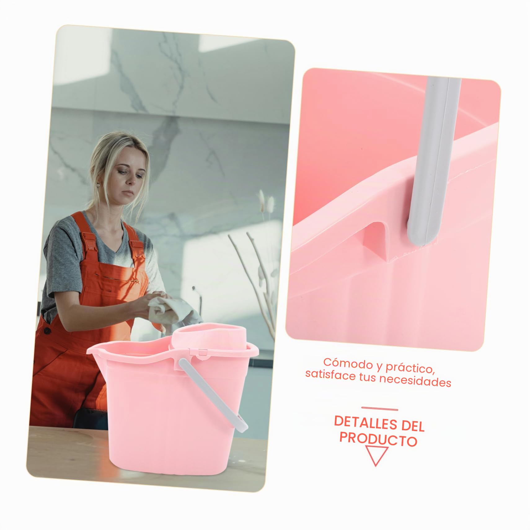Healeved Cubo de Fregar para Trapeador de Agua, Portátil y Desplegable, Rosa