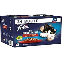 Purina Felix Le Ghiottonerie Cibo Umido per Gatti con Manzo, Pollo, Coniglio e Agnello, 24 x 85g