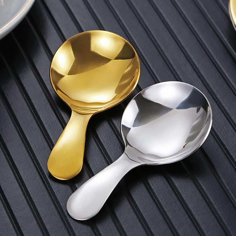 Lot de 2 cuillères à café à manche court multifonctions en acier inoxydable, idéales pour les restaurants familiaux et la maison, faciles à nettoyer