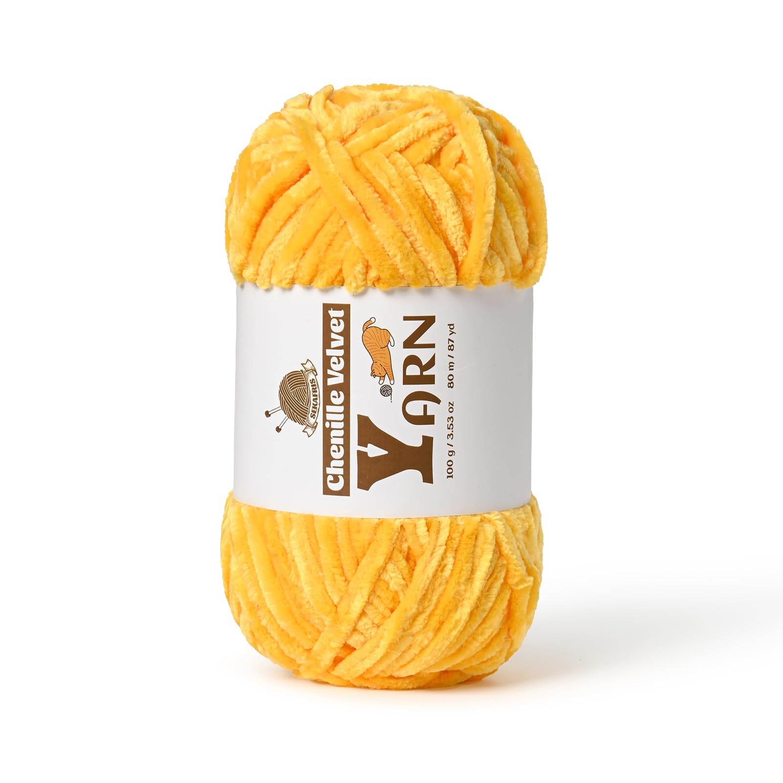 Chenille Crochet Golden Yellow Yarn 1 Pack