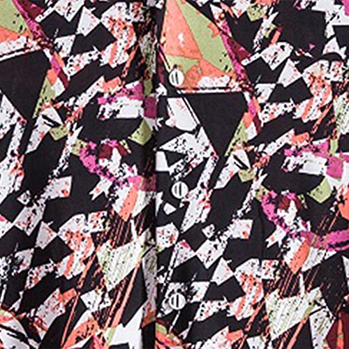 Men's Autumn And Winter Casual Geometric Printing Shirt Long-Sleeved Button Lapel Shirt Long Sleeve Workout (Pink, M) #TOP5