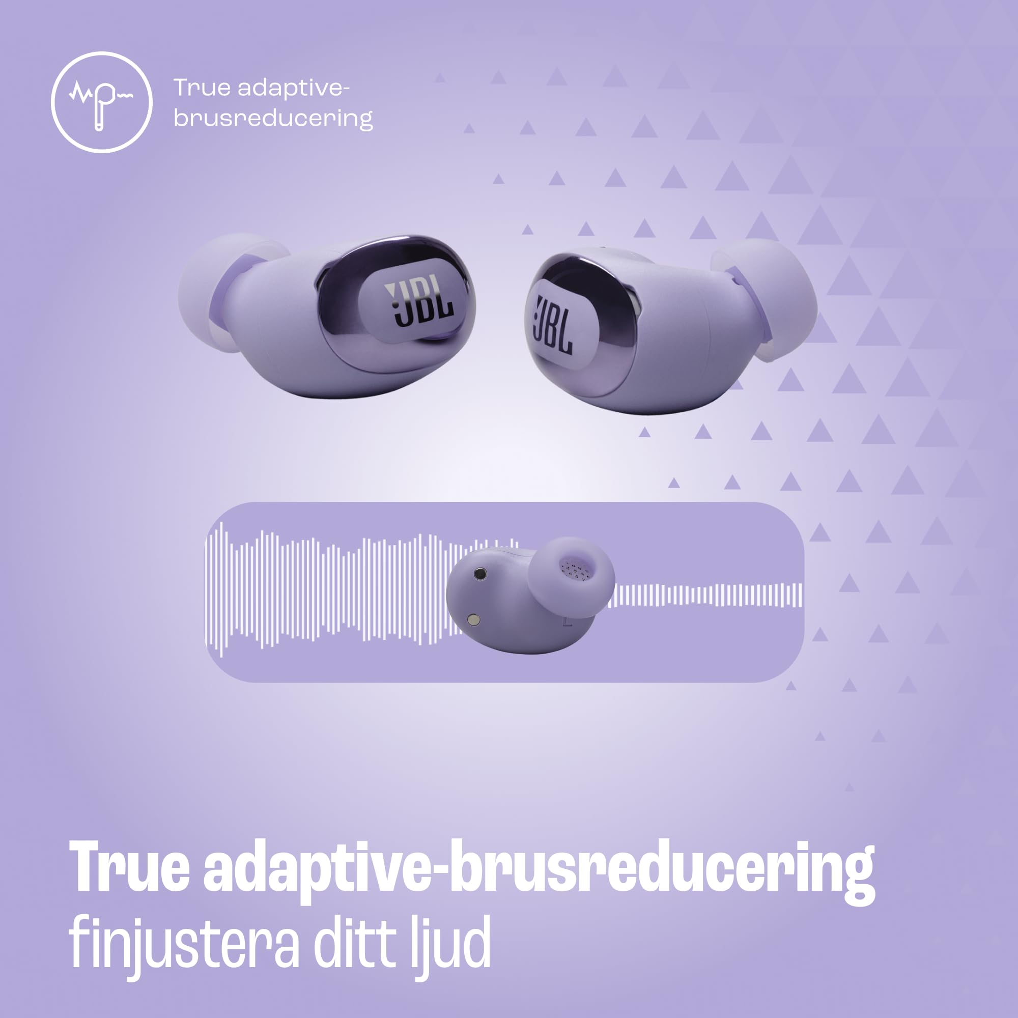 JBL Live Buds 3, Écouteurs sans fil, Bluetooth, jusqu'à 40 h d'autonomie, Réduction de Bruit Active, son haute fidélité JBL Signature, étanches à l'eau IP55, violet