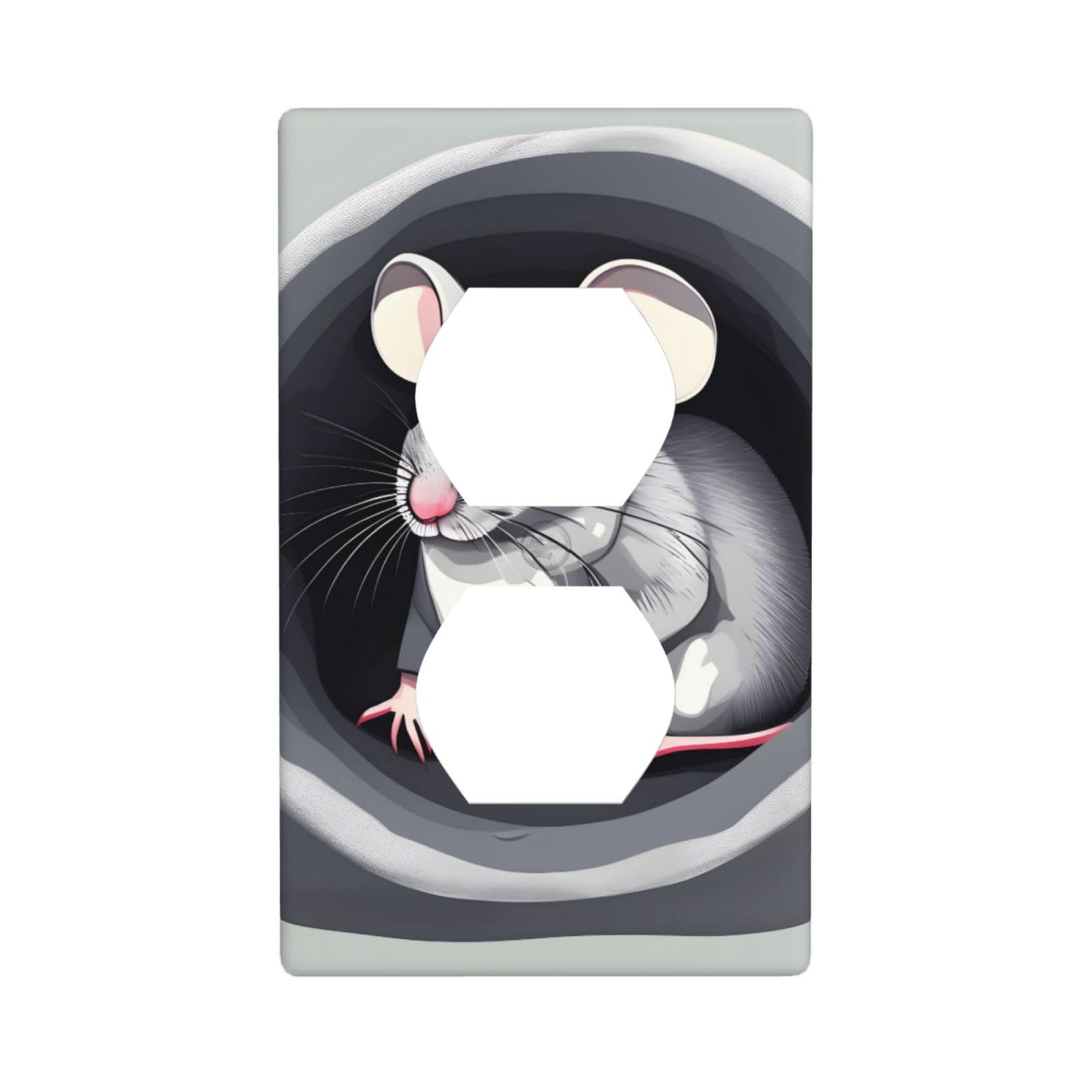 Mouse in the Hole Decorative Switch Plate Cover-Unbreakable Polycarbonate Wall Plate for Home Office, 1 Gang with Screws