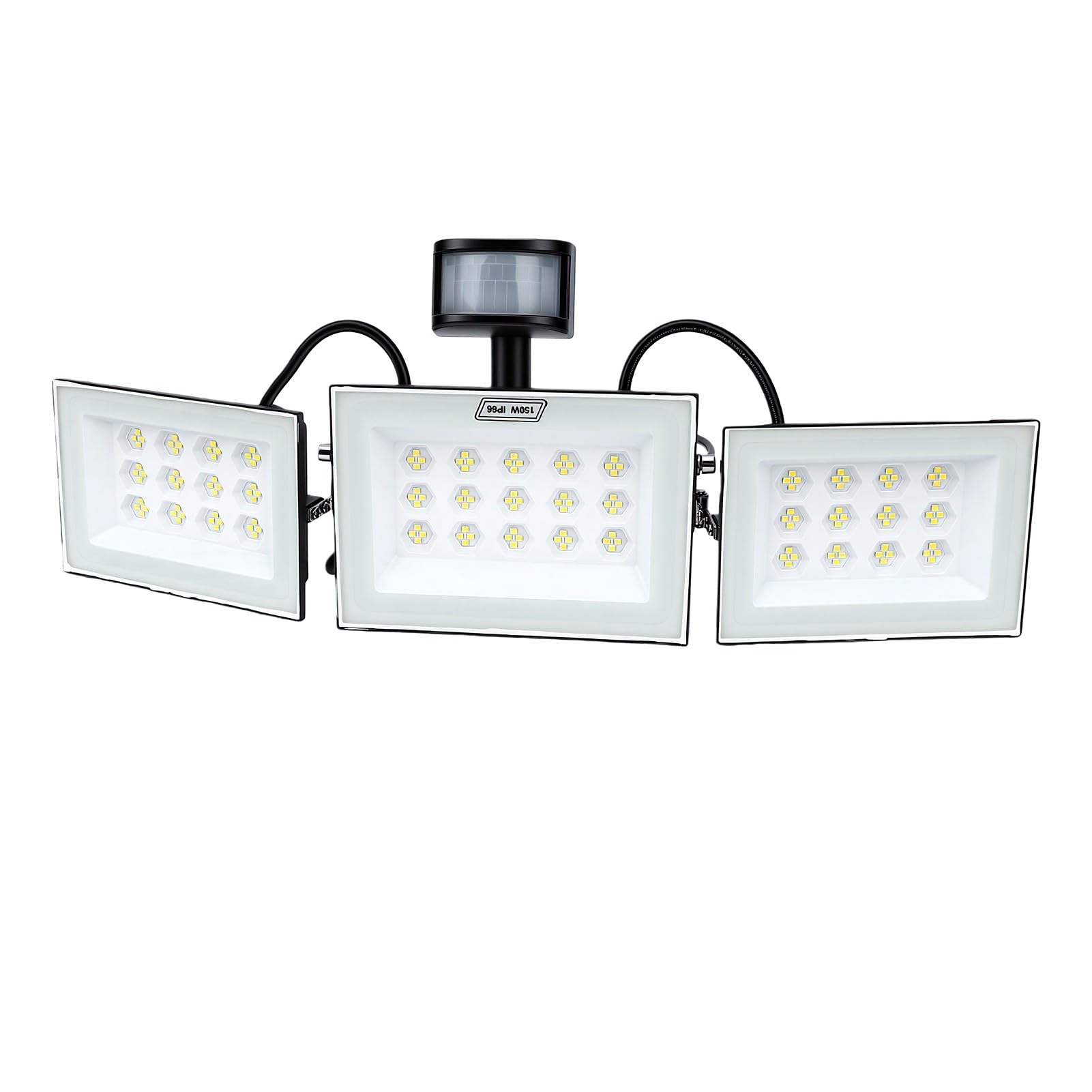 Tangxi 150W 13500LM 3-Kopf LED Bewegungsmelder Flutlicht mit Fernbedienung