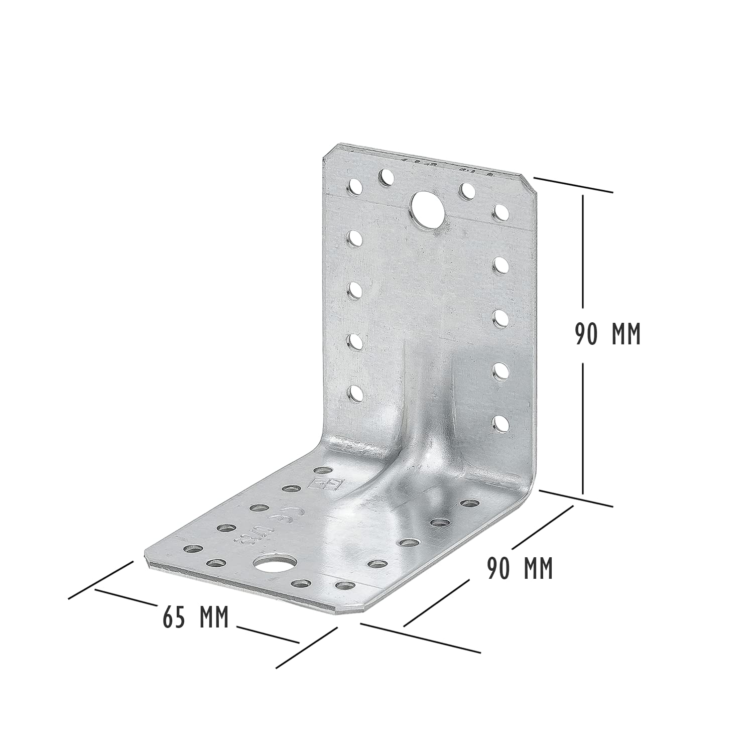 50 x siwitec Schwerlast-Winkelverbinder mit Sicke, 90 x 90 x 65 mm, sendzimirverzinkter Stahl, witterungsbeständiger Holzverbinder, Schwerlastverbinder für Holzkonstruktionen, Stahlwinkel, Bauwinkel