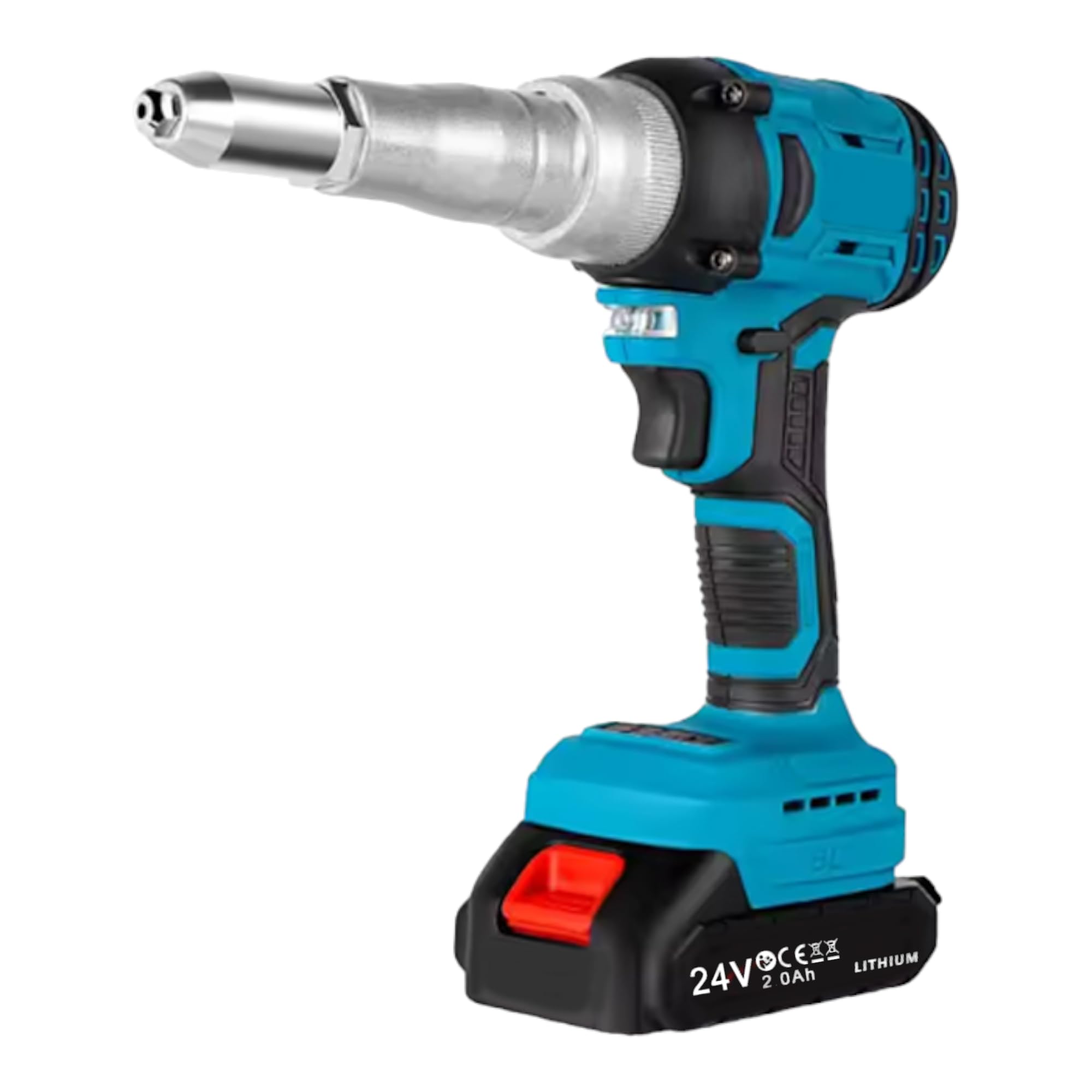 Rivettatrice a Batteria 24V Brushless – Rivettatrice Automatica per Rivetti Ciechi 3-5 mm, Forza di Trazione 10000N, Coppia 140 Nm, 2 Batterie Incluse