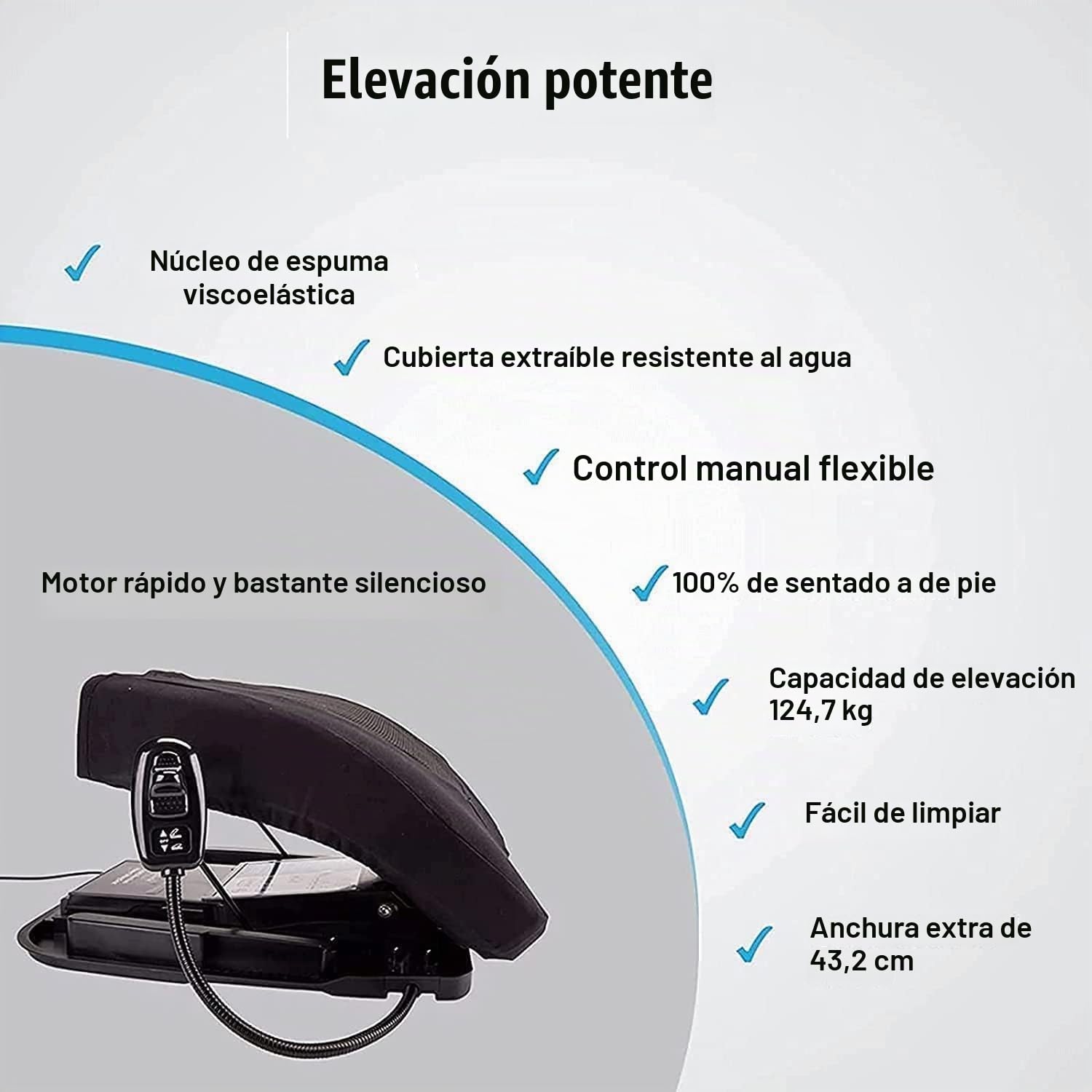 Cojín para Silla elevadora eléctrica, cojín Elevador eléctrico para Asistencia de Asiento, Potente Motor para Ayudar a Estar de pie, Dispositivos de Asistencia para elevación de Silla Que so