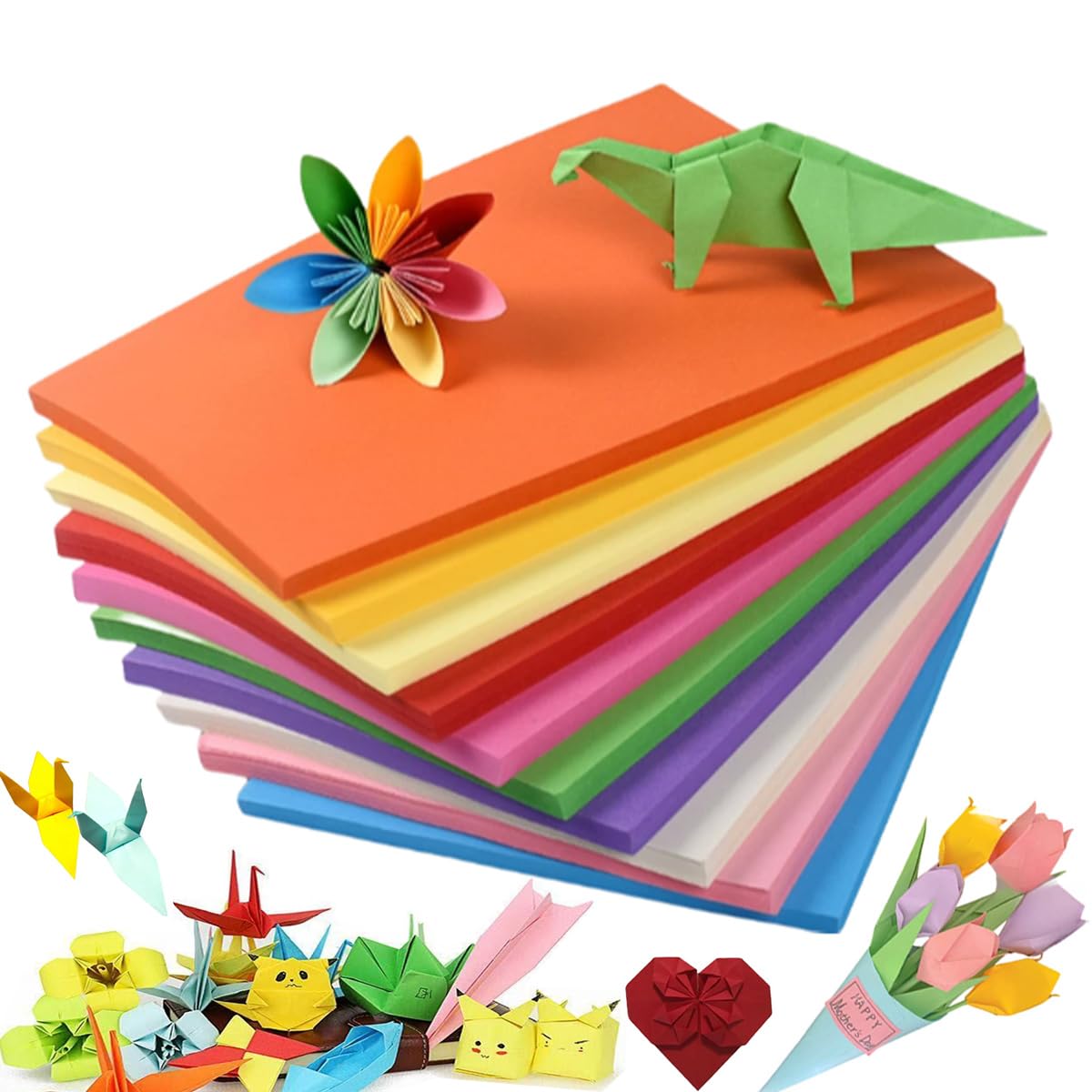 Premium A4 Colored Paper 100 Sheet, 80GSM Craft Papers for Origami, Kids Crafts & Professional Printer Copy Paper for School, Office| 10 Assorted Colors Double-Sided, Tear-Resistant & Acid-Free