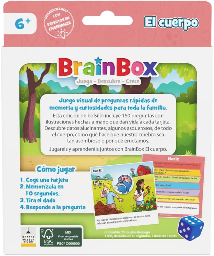 Beezerwizzer Studio | BrainBox Pocket The Body | Card Game | Ages 6 | from 1 Player | 10 Minutes per Game