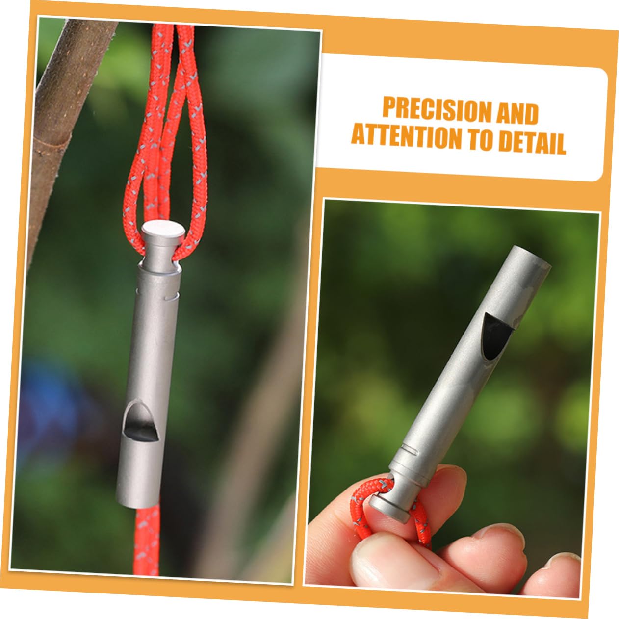 Mikikit Silbato de Senderismo Decorativo Deportes y Aire Titanio Silbato de Emergencia Light Whistle Rope Delicado Silbato de Senderismo Silbato portátil para Acampar Silver