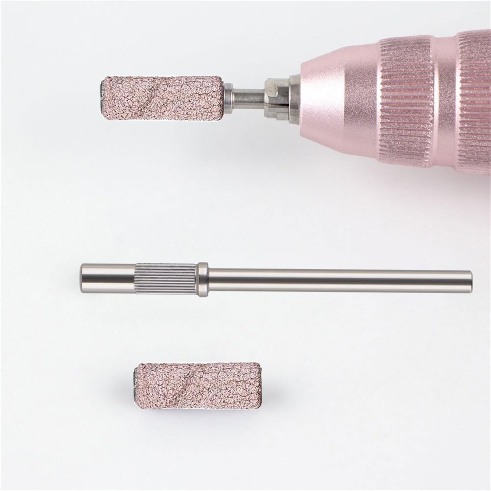 100 Uds for taladro de uñas con 2 uds juego de brocas de mandril 3,1mm Mini brocas pequeñas for uñas de Gel(180grit pink)