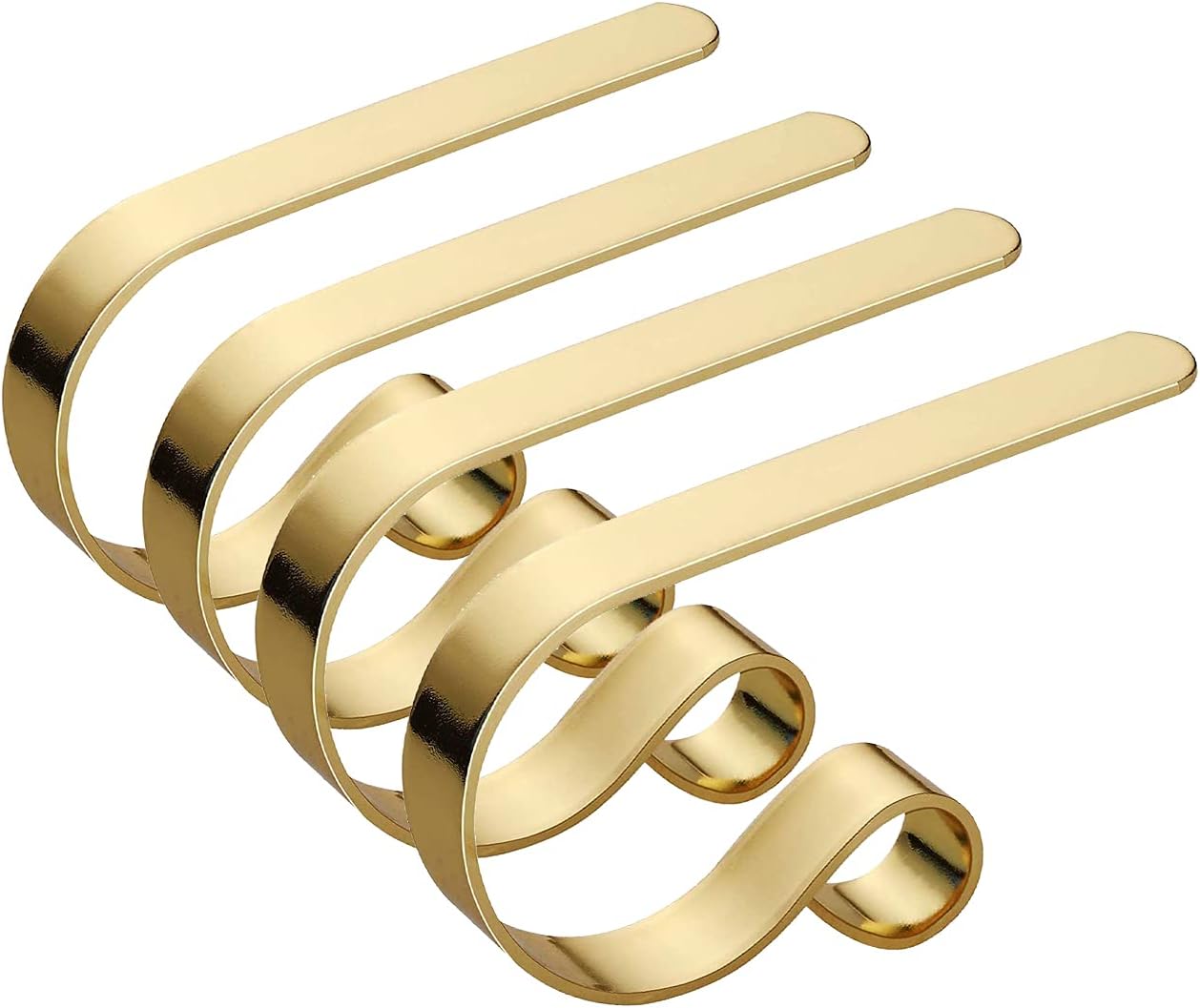 Christmas Stocking Holder for Mantle, Non-Slip Safety Stocking Hanger, Large Elegant Stocking Hooks for Christmas Decoration (4 Pack) (Gold)