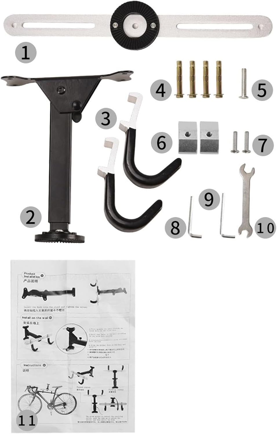 Wall Bike Mount - Indoor Bike Storage - Organizer Heavy Duty Adjustable Hanger for Workshop Display Indoor Storage Organization Space Saving Home