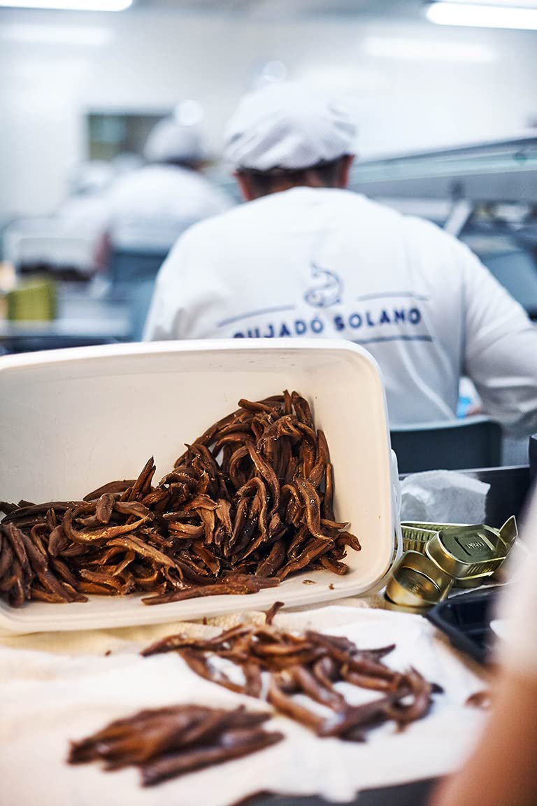 Pujado Solano Filetti di Acciughe del Cantabrico Olio di Oliva | Acciughe Mar Cantabrico Lavorate a Mano | Acciughe Cantabrico - 4 Scatolette x 50 Gr. Ognuna