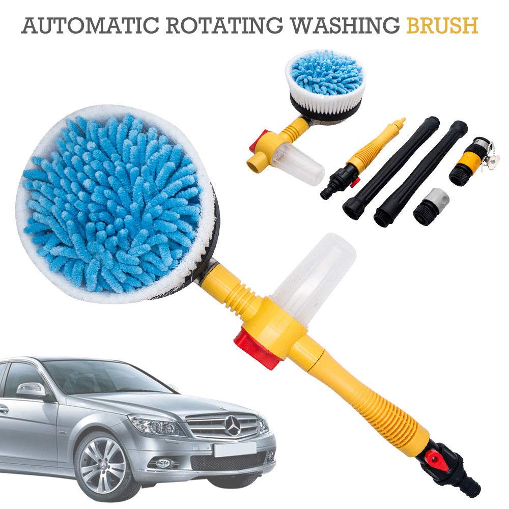 MASO Cepillo de Limpieza Giratorio Automático para Coche, Longitud Ajustable, Esponja de Presión, Herramienta de Limpieza con Depósito de Jabón