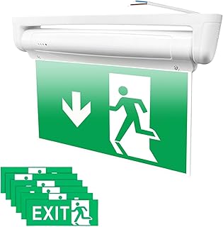 GOMETY LED Fluchtwegleuchte, Notleuchte mit 3h Notstromakku Test-Funktion Wand. Deckenmontage Rettungsweg Notausgang Notfall EXIT mit 6 Piktogrammen & Richtungspfeilen Notbeleuchtung Notausgangsschild