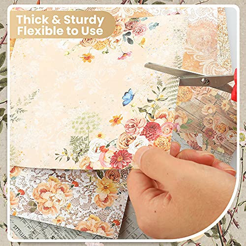 Vondyu Cardstock Paper 6"X6",Floral Scrapbook Paper Single-Sided Flower Pattern Paper Pack,24 Sheets Designer Paper Pad Card Stock For Cardmaking/Photo Album/Die Cuts Background Scrapbooking Supplies #TOP5
