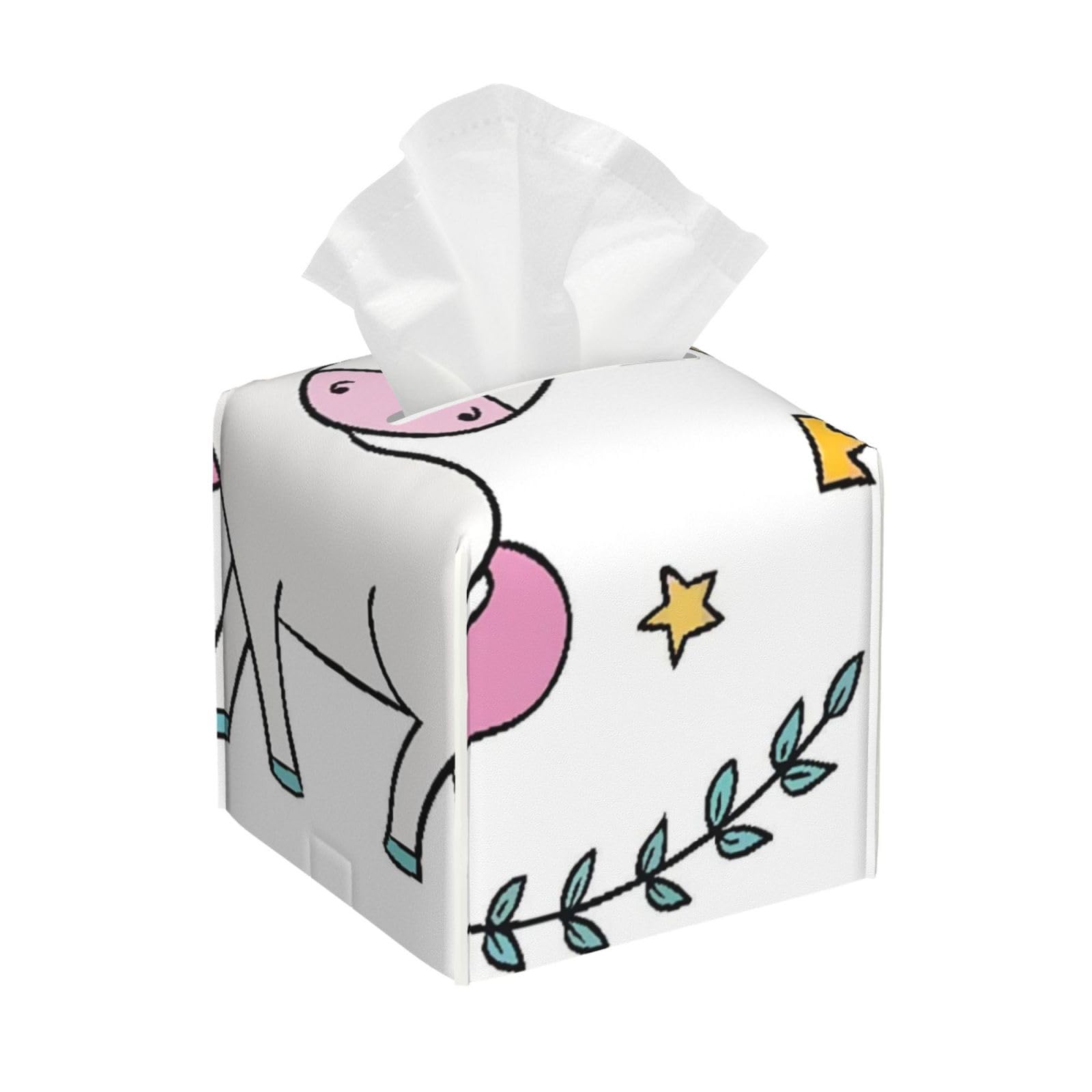 Cute Hand Drawn Unicorn PVC Cube Tissue Pack for Home Office Bathroom Use