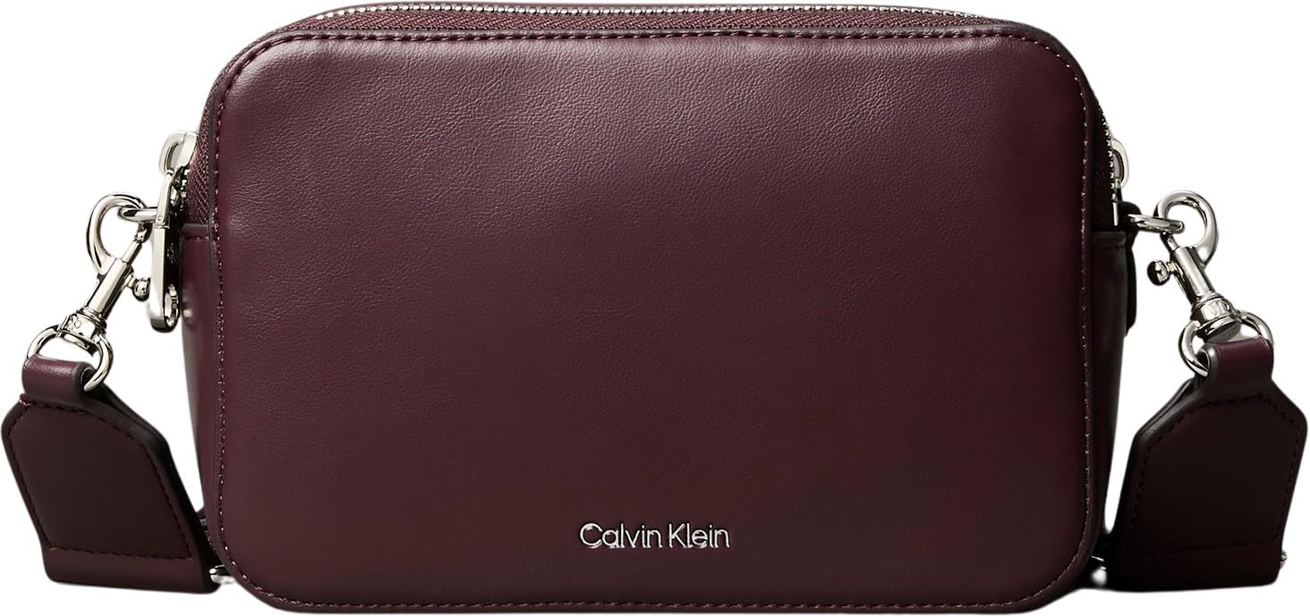 Calvin Klein Women's Red Cross Body Bags, One Size, Double Strap Camera Webbing Bag