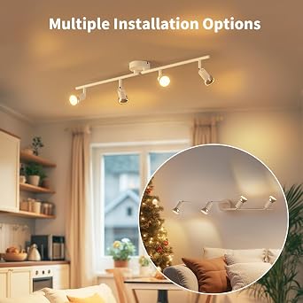 LVWIT Kitchen Lights Ceiling White,Light Fittings Ceilings,4 Way Ceiling Spotlight Fitting,Ceiling Lights Living Room,GU10 Base Spot Lights for Lounge Bedroom Dining Room(NO Bulb)