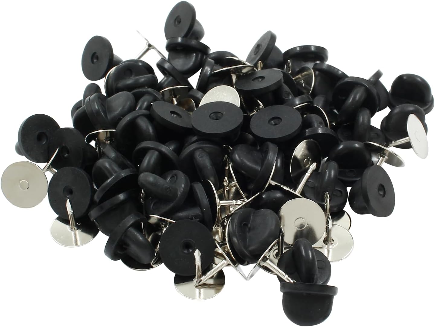 Bonsicoky 100 Pcs Tie Tacks Blank Pins PVC Rubber Pin Backs for Brooch Tie Hat（Black）