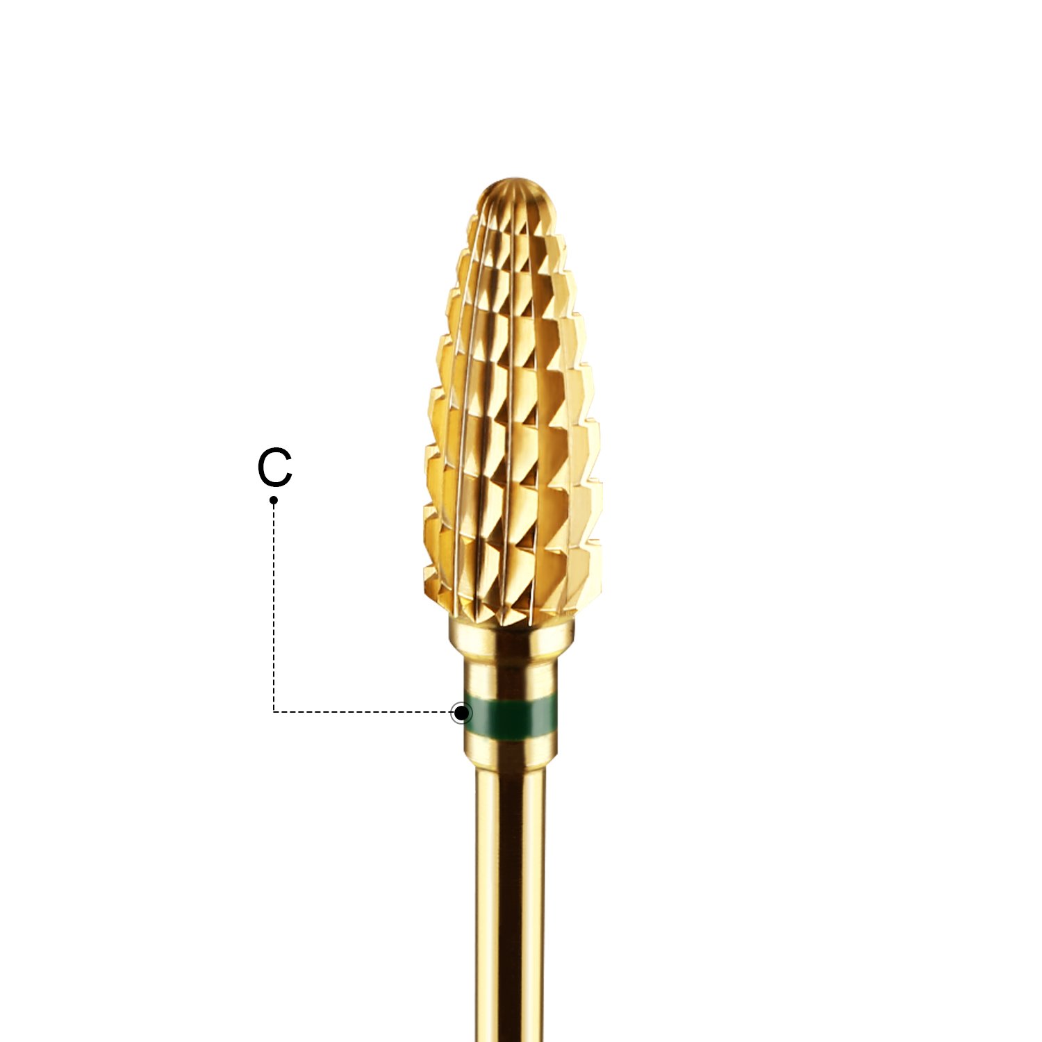 JCMaster® Kit di 2 Punte professionali per Fresa per Unghie In carburo di tungsteno Forma conica Ideale per Manicure, Rimozione Gel, Semipermanente, Acrilico, Nail Art Grana Coarse Color Oro