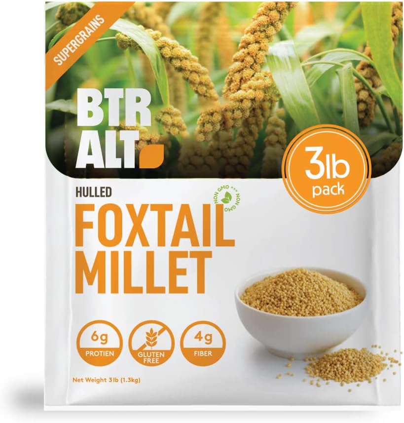 Better Alt 3 LBS SUPER PACK Millet Grain, Superfood of the Year 2023, Gluten Free, Hulled Whole Grain, Foxtail Millet, High Protein, Alternative to Rice, VACUUM SEALED