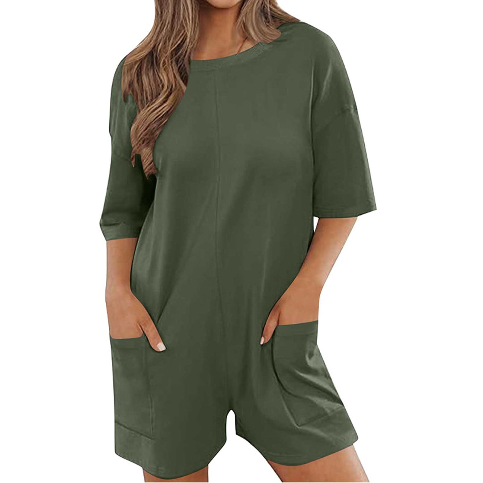 Summer Rompers for Women 2026 Spring Flowy Dressy Casual Petite Jumpsuits Beach Comfy Linen Athletic Overalls