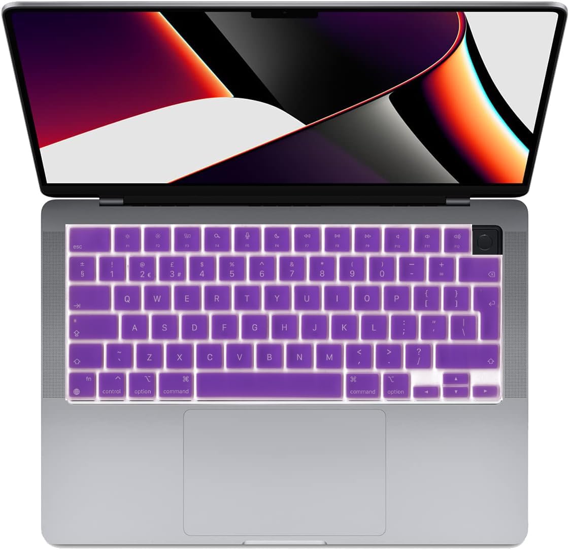 Se7enline Compatible with Macbook Keyboard Cover Skin for Mac Neo & Air 13/15 & Pro 14/16 inch (M5 M4 M3 M2 M1 A18 Pro) 2026/2025/2024/2023/2022/2021 Silicone Waterproof Dustproof EU Layout,Black — view 16