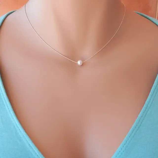 Collier perle ras du cou - Chaîne bohème minimaliste réglable pour femmes et filles