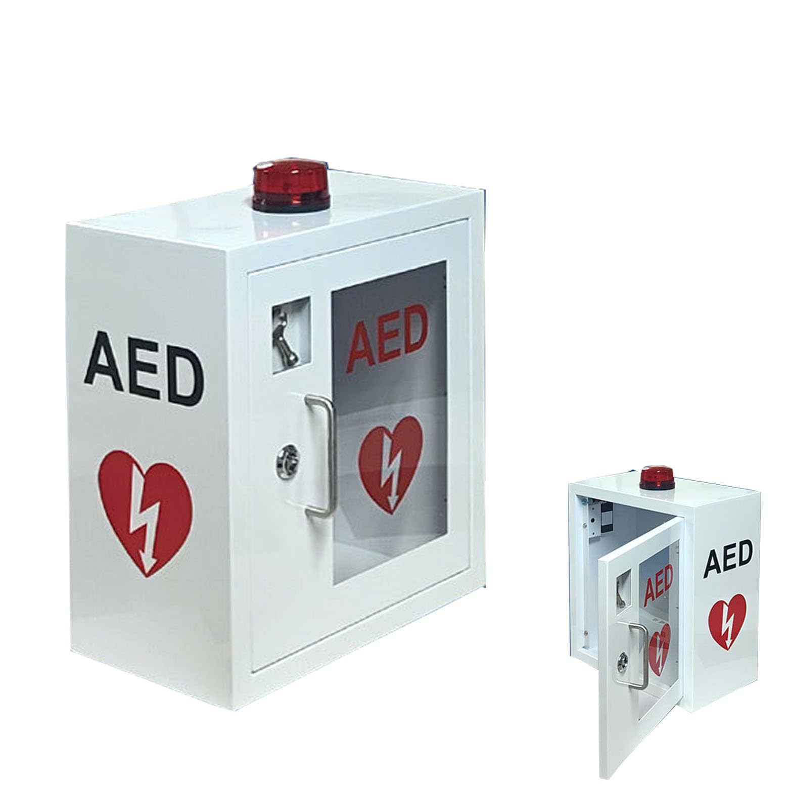 Wandmontierter AED-Aufbewahrungsschrank, Herzdefibrillator-AED-Erste-Hilfe-Set, Sicher Und Geschützt Mit Sirenen Und Blinklichtern, Notfallkoffer Und Erste-Hilfe-Set Für Zuhause, Schule Und Büro